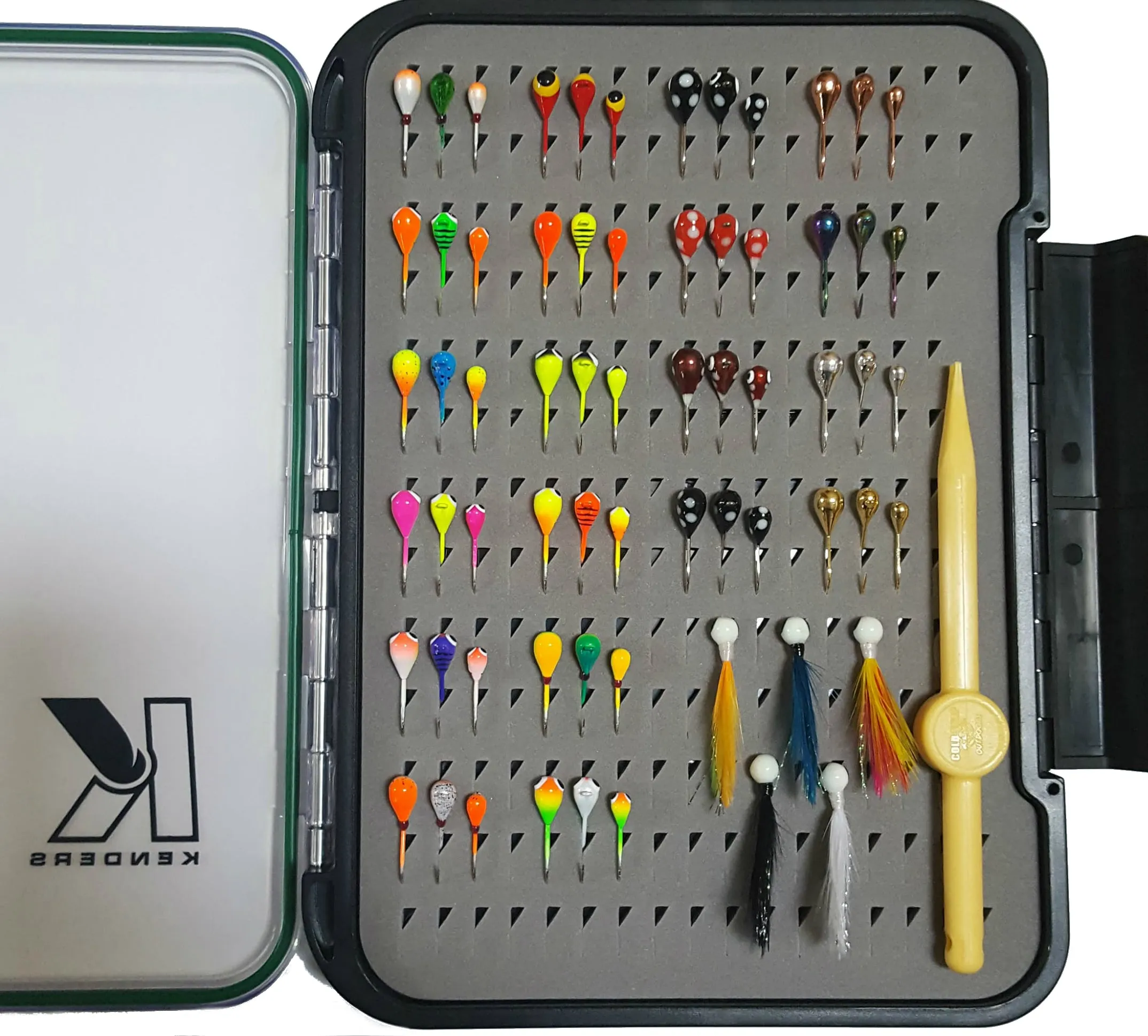 65 PIECE LARGE HOOK TUNGSTEN JIG SET WITH LARGE PAD BOX
