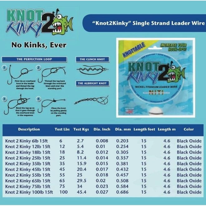 Aquateko's Knot 2 Kinky Nickel Leader Wire
