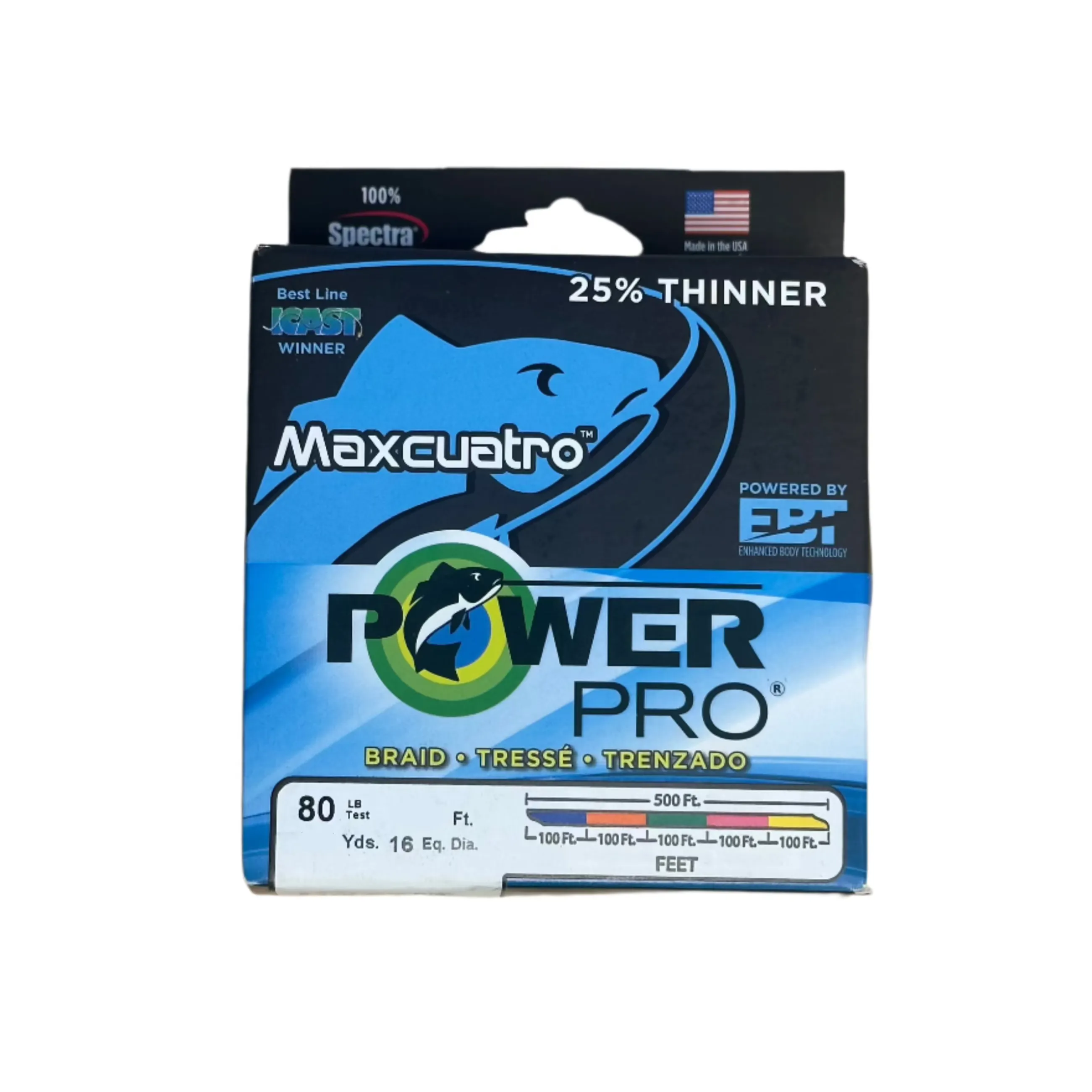 Power Pro Maxcuatro Metered Braided Line 333 Yards